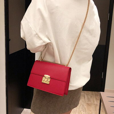 

Qiao Bani 2019 new Korean version of the fashion simple chain solid color wild small square bag shoulder diagonal trend handbags