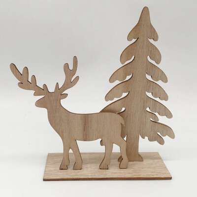 

Christmas Wooden Claus Elk Ornaments Home Table Desk Decor Crafts
