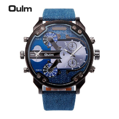 

Oulm Brand Fashion Dual Time Display Big Dial Men Quartz Watch 3ATM Water-resistant High-quality PU Leather Mans Casual Wristwatc