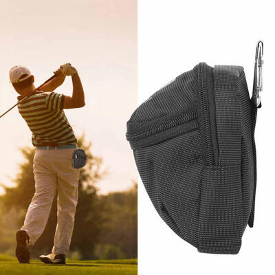 

Greensen Portable Small Polyester Golf Ball Bag Waist Pack Accessory with Keyring Black