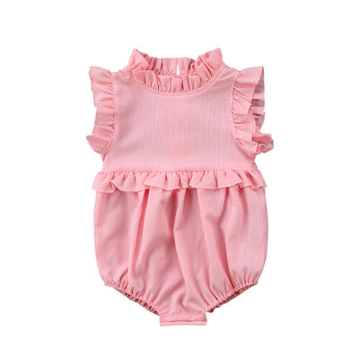 

Summer Newborn Baby Girl Solid Ruffled Rompers Jumpsuit Clothes Outfits 0-24M