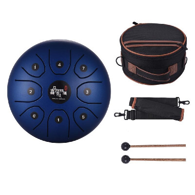 

8 Inch Compact Size 8-Tone Steel Tongue Drum C Key Percussion Instrument Hand Pan Drum with Drum Mallets Carry Bag