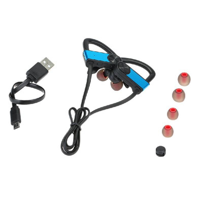 

BH-01 Bluetooth Headphone In-ear Stereo Headset Outdoor Sport Music Earphone Hands-free w Mic Blue for Running Gym Exercise