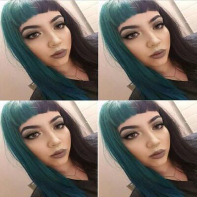 

〖Follure〗Fashion Creative Women Long Straight Black&Green Wig Synthetic Hair New Wig