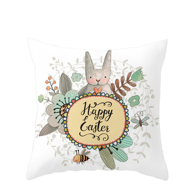 

〖Follure〗Easter Rabbit Print Pillow Case Polyester Sofa Car Cushion Cover Home Decor