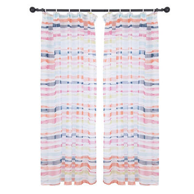 

Stripe Geometry Shape Printing Window Curtain  Type Hook Bedroom Drapes