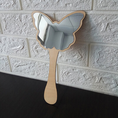 

Toponeto Nordic Wooden Mirror Cartoon Butterfly Rabbit Baby Kids Room Decor Handle Mirror