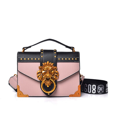 

Fashion Metal Lion Head Mini Small Square Pack Shoulder Bag Crossbody Package Clutch Women Designer Wallet Handbags Bolsos Mujer