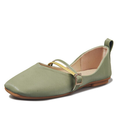

Summer square head shallow low heel comfort soft base retro Grandmas shoe single-shoe womens tide