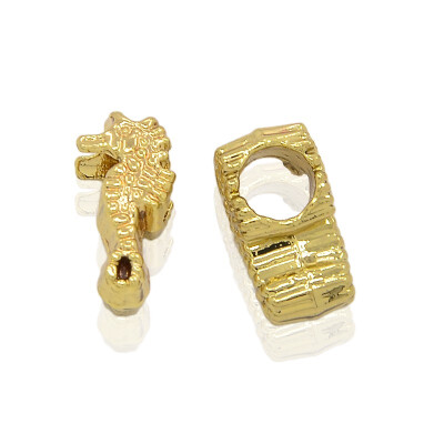 

Nickel Free & Lead Free Unfading Golden Plated Alloy European Beads Large Hole Sea Horse Beads 13x6x7mm Hole 45mm