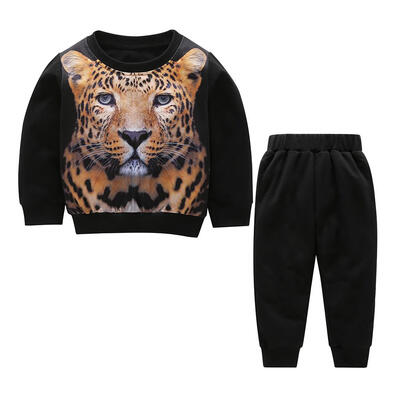 

Boys Autumn Home Clothes Set 2pcs 3D Tiger Print Sweatshirt Tops Pants Suit