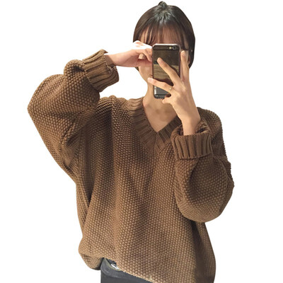 

New Autumn Winter Women Sweaters Female Pullovers Casual V Neck Long Sleeve Fashion Thick Sweater For Women Warm Knitted Jumper