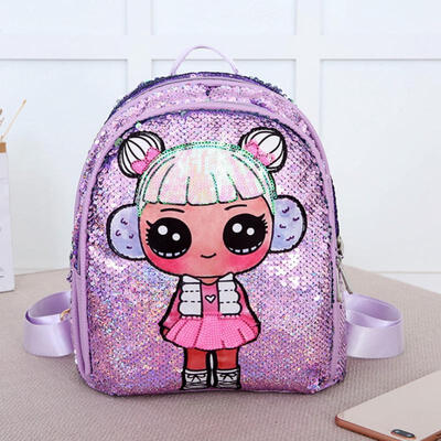

Greensen Laser Sequin Backpack Double Zipper Lovely Children Schoolbag With Cartoon Pattern