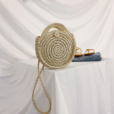 

Tailored Fashion Women Retro Hand-Weaved Circle Large Bag Crossbody Bag Handle Bags