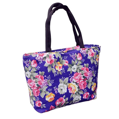 

Rose Flower Printed Women Canvas Big Capacity Shopping Handbag Tote Shoulder Bag