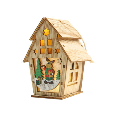 

Christmas DIY Ornaments LED Light Wood House Christmas Tree Decorations For Home Hanging Ornaments Holiday Nice Xmas Gift
