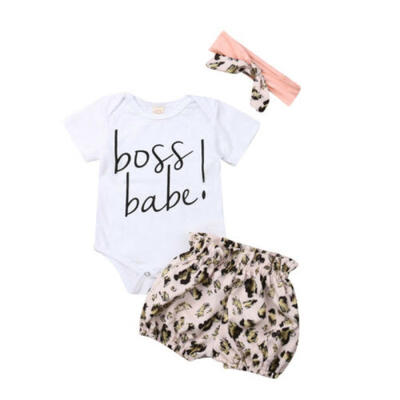 

Casual Newborn Baby Girls Leopard print Clothes Top Romper Short Pants Outfit AU