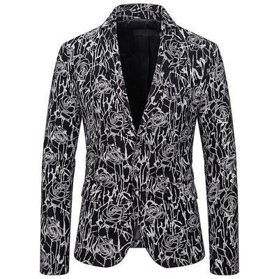 

Toponeto Fashion Mens Casual Print Suit Lapel Slim Fit Stylish Suit Coat
