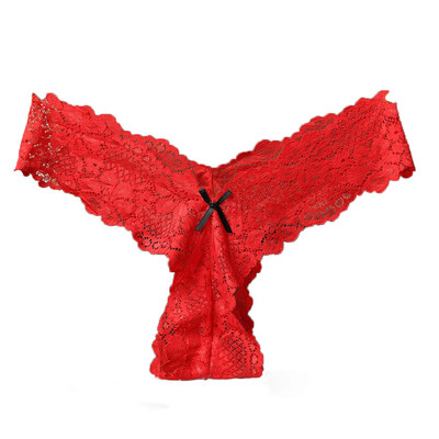 

Toponeto Fashion Women Lace Lace Thong Low Waist V-String Briefs G-String Underwear BK