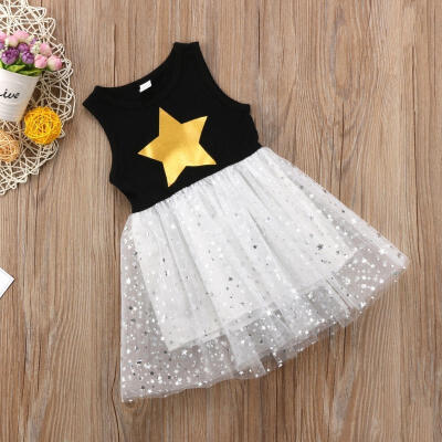 

Toddler Newborn Baby Girls Tutu Princess Dress Cute Stars Printed Sleeveless Dress Outfit Set1-6Y