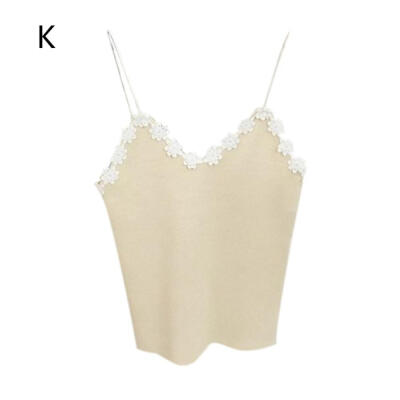 

Fashion Design Cotton Sexy Hook Flower Knitted Slim Womens Camisole