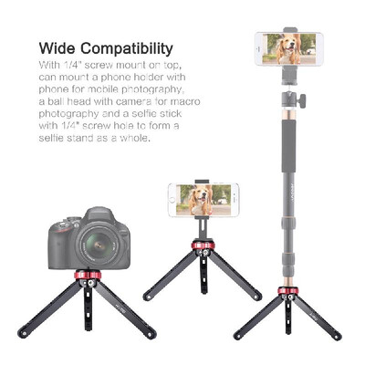 

Andoer MT-01 Portable Aluminum Alloy Tabletop Tripod Mini MobileCamera Photography Bracket with 14" & 38" Screw Mounts Max Load