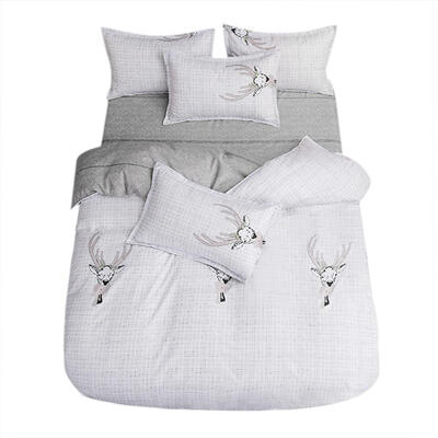 

4pcs Bedding Set Simple Printed Quilt Duvet Cover Flat Bed Sheet Pillowcase