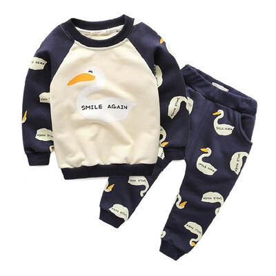 

Cute Swan Pullover t-Shirt Top Pant Clothes Set Toddler Baby Boy Outfit Suit