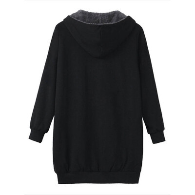 

Toponeto Plus Size Womens Winter Warm Outwear Solid Hooded Pockets Vintage Coats