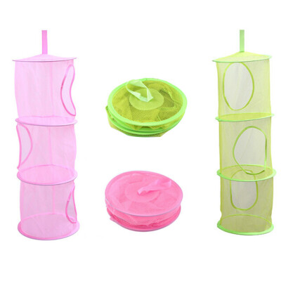 

3 Tiers Cylindrical Mesh Storage Net Portable Foldable Hanging Mesh Bag Suitable for Bedroom&Bathroom-1Pcs