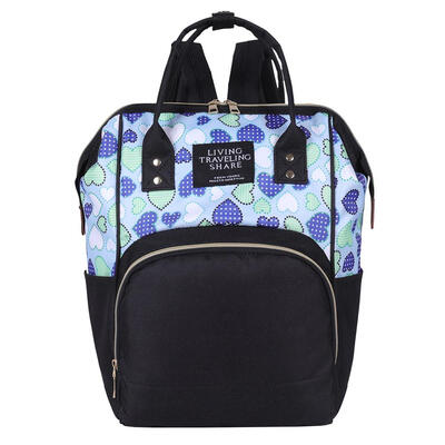 

Hit Color Heart Print Mommy Travel Backpacks Maternity Nappy Top-handle Bag