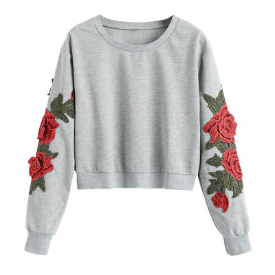 

Crop Flower Patched Sweatshirt