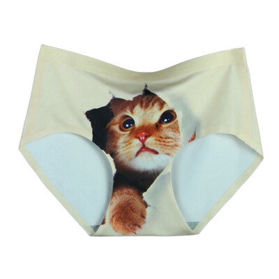 

Hot Selling Cartoon Panties Womens Underwear Briefs 3D Printing Panty Cat Panties Sexy Girls Lingerie Intimates Women Panties