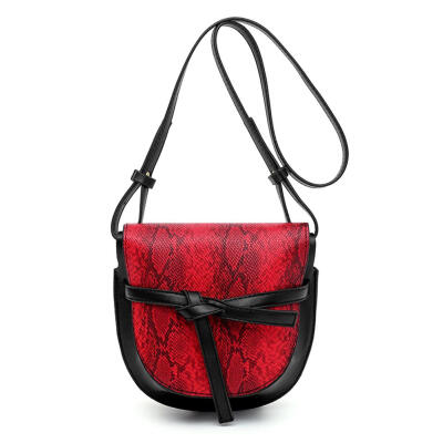 

Snake Print Shoulder Handbags Women PU Leather Flap Crossbody Saddle Bags