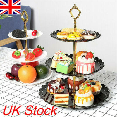 

3Tier Plastic Cake Dessert Stand Afternoon Tea Wedding Plates Party Tableware UK