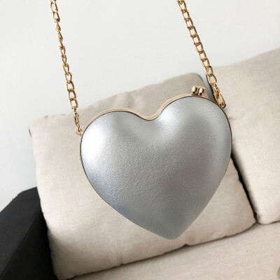 

Tailored Women Shoulder Bag Heart-Shaped Metal Chain Crossbody Bag BK