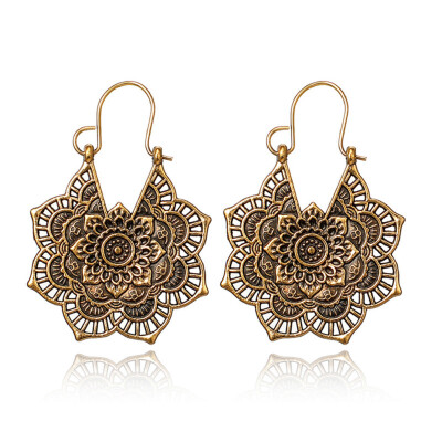 

Vintage Women Hollow Flower Pendant Hook Earrings Ear Stud Jewelry Accessory