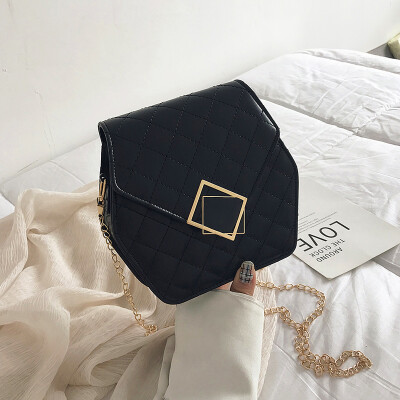 

2019 new simple fashion casual shoulder bag versatile texture Messenger bag female polygon rhombic chain bag