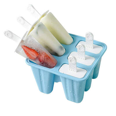 

6 Cell DIY Frozen Ice Lolly Cream Silicone Mold Tray Summer Refrigerator Tool