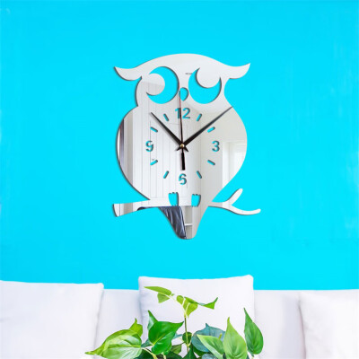 

〖Follure〗DIY Modern 3D Owl Creative Mirror Wall Clock Home Office Interior Decoration