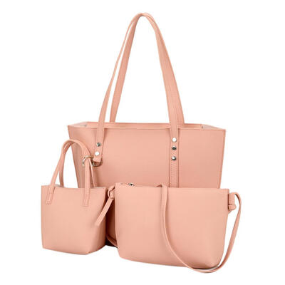

3pcsset Solid Color Rivet Women Shoulder Crossbody Totes Top-handle Bags