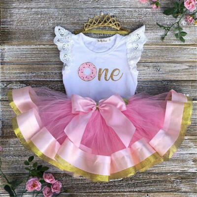 

Baby Girl 1st Birthday Party Dress Romper Tutu Skirt Outfit Clothes High Quality