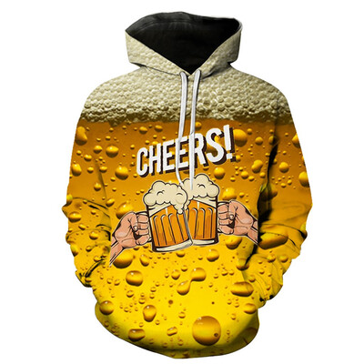 

Toponeto Mens Casual Long Sleeve Beer Festival New Style 3D Printing Hoodies Sweatshirt
