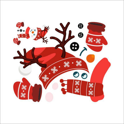 

Self-adhesive Snowman Artwork Decals For Door And Window Christmas Removable Wall Sticker