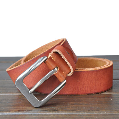 

Italian first layer cowhide mens wild belt Tmall explosion models Japanese word copper buckle belt
