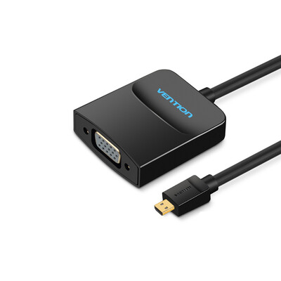 

VENTION Micro HDMI to VGA Video Converter Adapter with 35mm Audio Jack Micro HDMI Adapter for LaptopTabletPhone 15cm Black