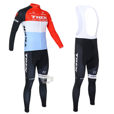 

UCI 2018 pro team trek winter thermal fleece cycling jersey bicycle clothing set ropa ciclismo invierno bike jersey bib pants kit