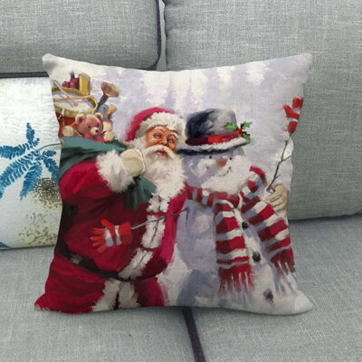 

New Christmas Cotton Linen Cushion Cover Santa Claus Pattern Square Pillow Case Xmas Sofa Car Decor 2020