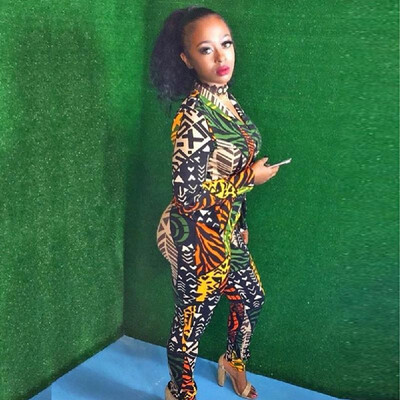 

New Sexy Women Two-Piece Set Floral Print Long Sleeve Casual Blazer Long Pants Set Suit Black