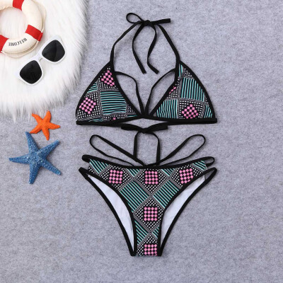 

Saidsome Women Print Bikini Set Swimming Two Piece Swimsuits Swimwear Beach Suit